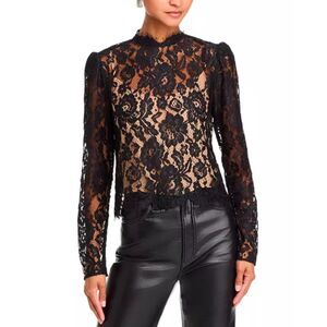 WAYF Black/Tan Nadia Lace Top Size XS NWT